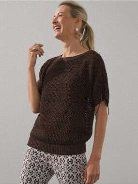 Chico's Metallic  Crochet Sweater